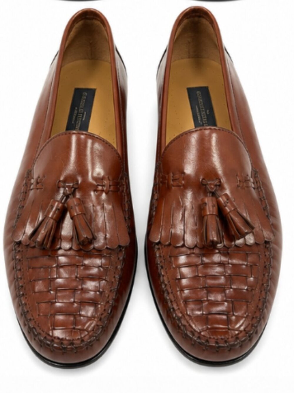 Giorgio Brutini Brown Woven Leather Tassel Loafers Men's 8.5 Made in Brazil